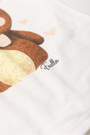 Conjunto Infantil Pijama Verão Feminino Ursinho - Off White