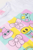 Conjunto Infantil Verão Feminino Quadriculados - Branco