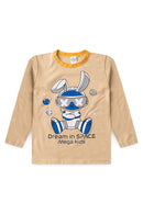 Pijama Infantil Manga Longa Masculino Space Rabbit - Bege