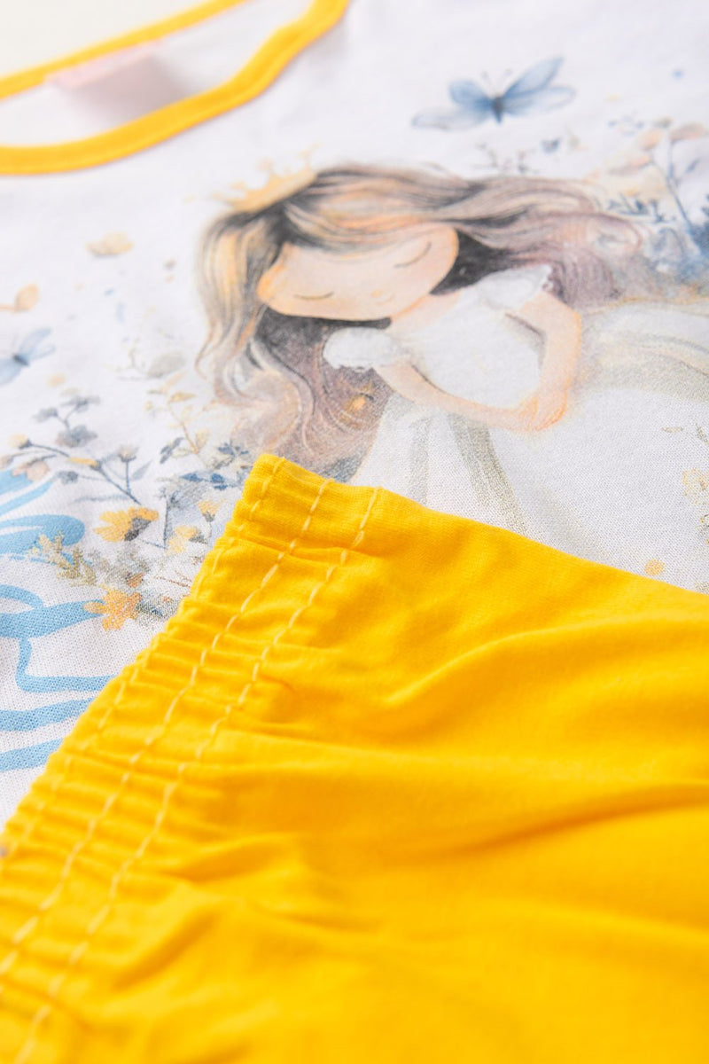 Pijama Infantil Manga Longa Feminino Princess - Branco