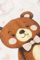 Conjunto Infantil Pijama Verão Feminino Ursinho - Off White