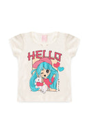 Conjunto Infantil Verão Feminino Hello - Off White