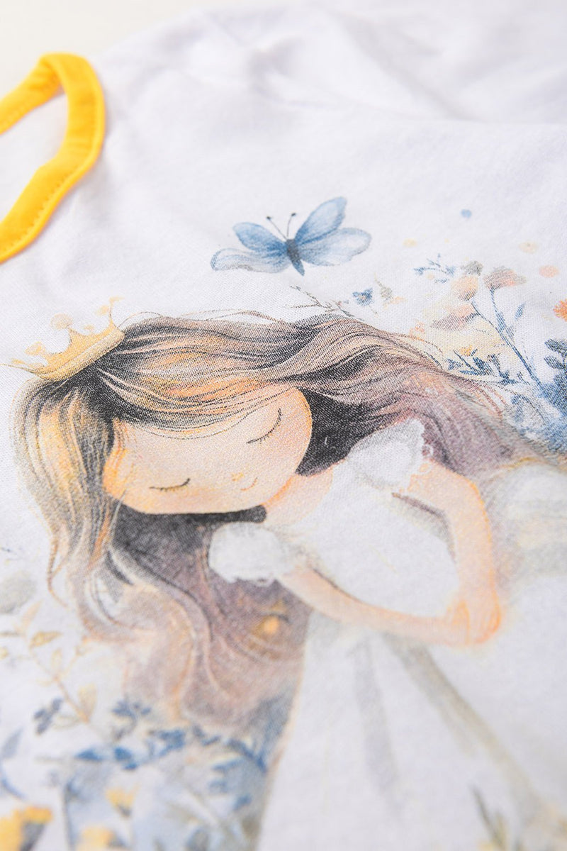 Pijama Infantil Manga Longa Feminino Princess - Branco