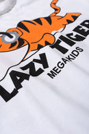 Pijama Infantil Verão Masculino Tigre de Fone - Branco