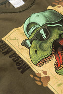 Conjunto Infantil Verão Masculino Dino de Boné - Verde