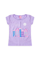Conjunto Infantil Pijama Verão Feminino Casinhas Faella - Lilás