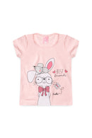 Conjunto Infantil Pijama Verão Feminino Ratinho e Coelho - Rosa
