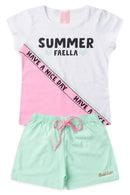 Conjunto Infantil Verão Feminino Summer Faella - Branco