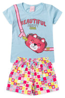 Conjunto Infantil Verão Feminino Beautiful Pretty Cool - Azul