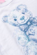 Conjunto Infantil Pijama Verão Feminino Ursinho com Gliter - Branco