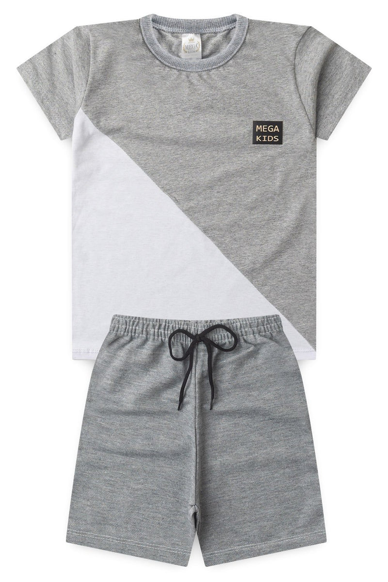 Conjunto Infantil Verão Masculino Recortes Mega Kids - Mescla