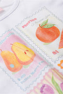 Conjunto Infantil Verão Feminino Fruits and Flowers - Branco