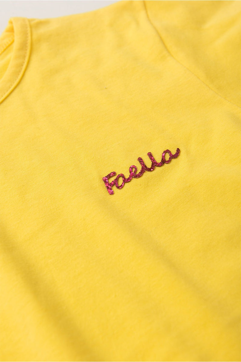 Conjunto Infantil Verão Feminino Pantalona Faella Florido - Amarelo