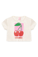 Conjunto Cropped Infantil Verão Feminino Cherry - Off White