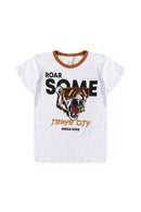 Pijama Infantil Verão Masculino Tigre de Óculos - Branco