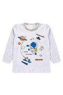 Pijama Infantil Manga Longa Masculino Astronauta - Branco