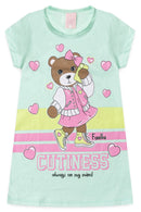 Vestido Infantil Verão Feminino Urso - Verde