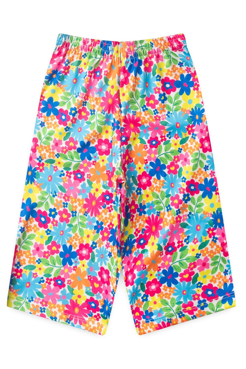 Conjunto Infantil Verão Feminino Pantalona Faella Florido - Amarelo