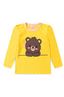 Pijama Infantil Manga Longa Feminino Ursinho Faella - Amarelo