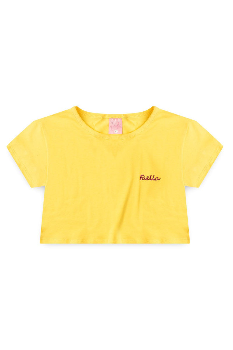 Conjunto Infantil Verão Feminino Pantalona Faella Florido - Amarelo
