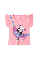 Conjunto Infantil Verão Feminino Pandinha de Bolsa - Rosa
