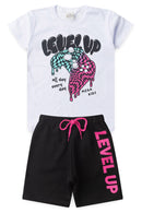 Conjunto Infantil Verão Masculino Level UP - Branco