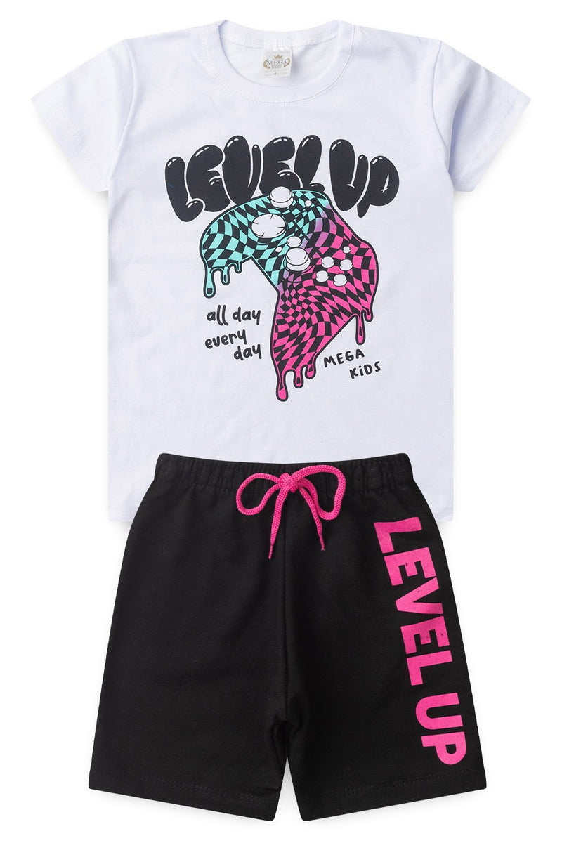 Conjunto Infantil Verão Masculino Level UP - Branco