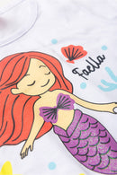 Conjunto Infantil Verão Feminino Sereia Faella - Branco