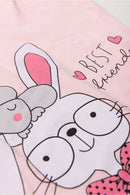 Conjunto Infantil Pijama Verão Feminino Ratinho e Coelho - Rosa