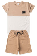 Conjunto Infantil Verão Masculino Recortes - Bege