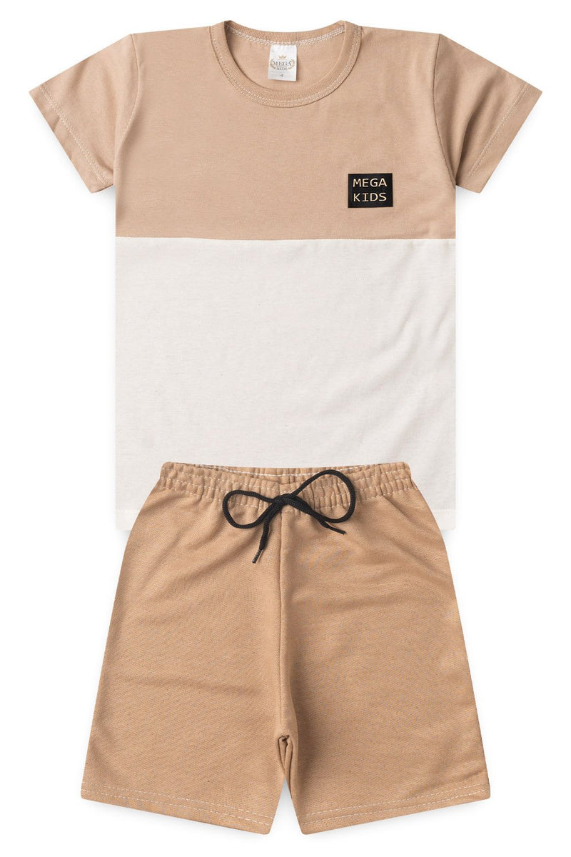 Conjunto Infantil Verão Masculino Recortes - Bege