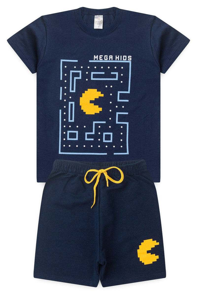 Conjunto Infantil Verão Masculino Play PacMan - Marinho