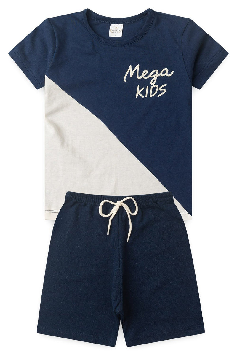 Conjunto Infantil Verão Masculino Recortes - Marinho