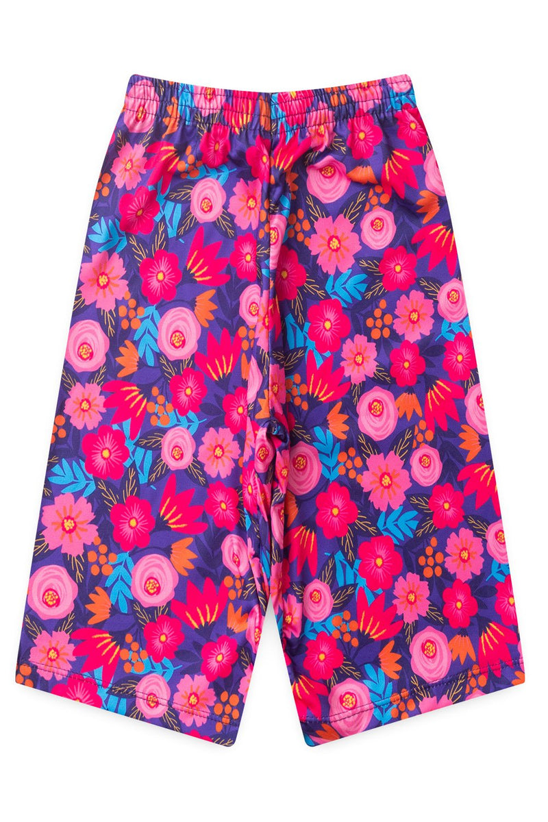 Conjunto Infantil Verão Feminino Pantalona Faella Florido - Lilás