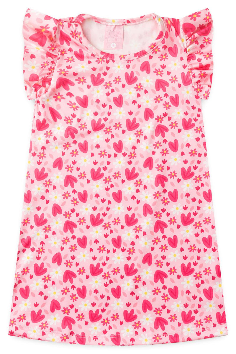 Vestido Infantil Verão Feminino Corações - Rosa