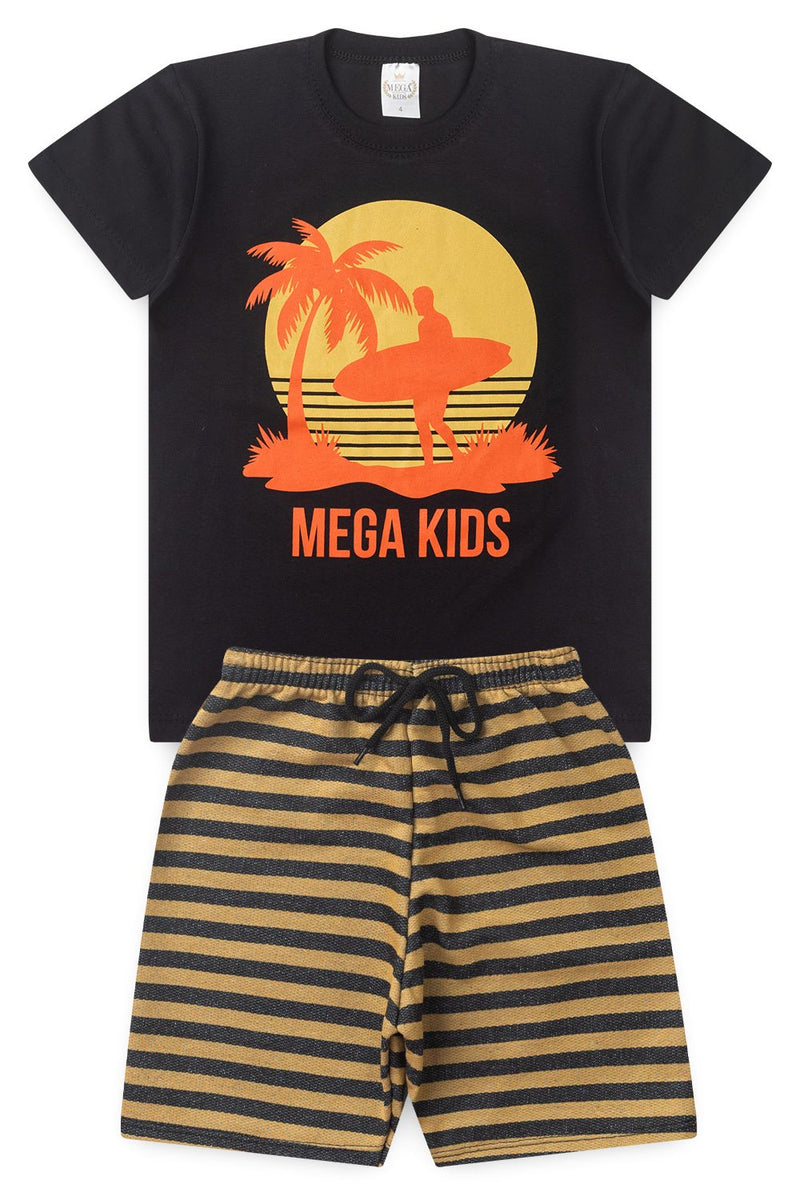 Conjunto Infantil Verão Masculino Por Do Sol - Preto