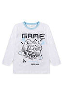 Pijama Infantil Manga Longa Masculino Game - Branco