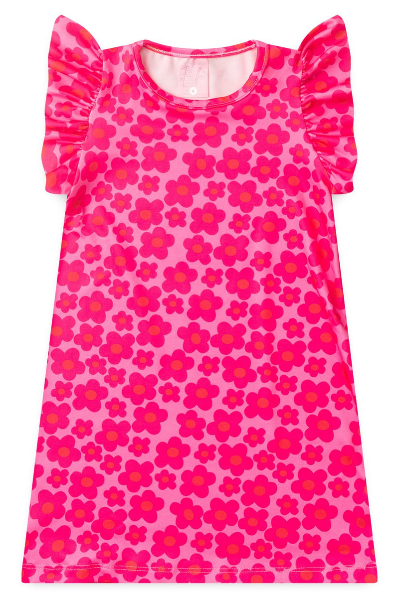 Vestido Infantil Verão Feminino Flores - Rosa