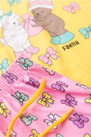 Conjunto Infantil Verão Feminino Ursinhos - Amarelo
