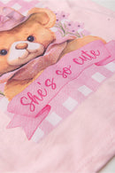 Conjunto Infantil Pijama Verão Feminino Ursinho - Rosa