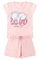 Conjunto Infantil Pijama Verão Feminino Coelho Love - Rosa