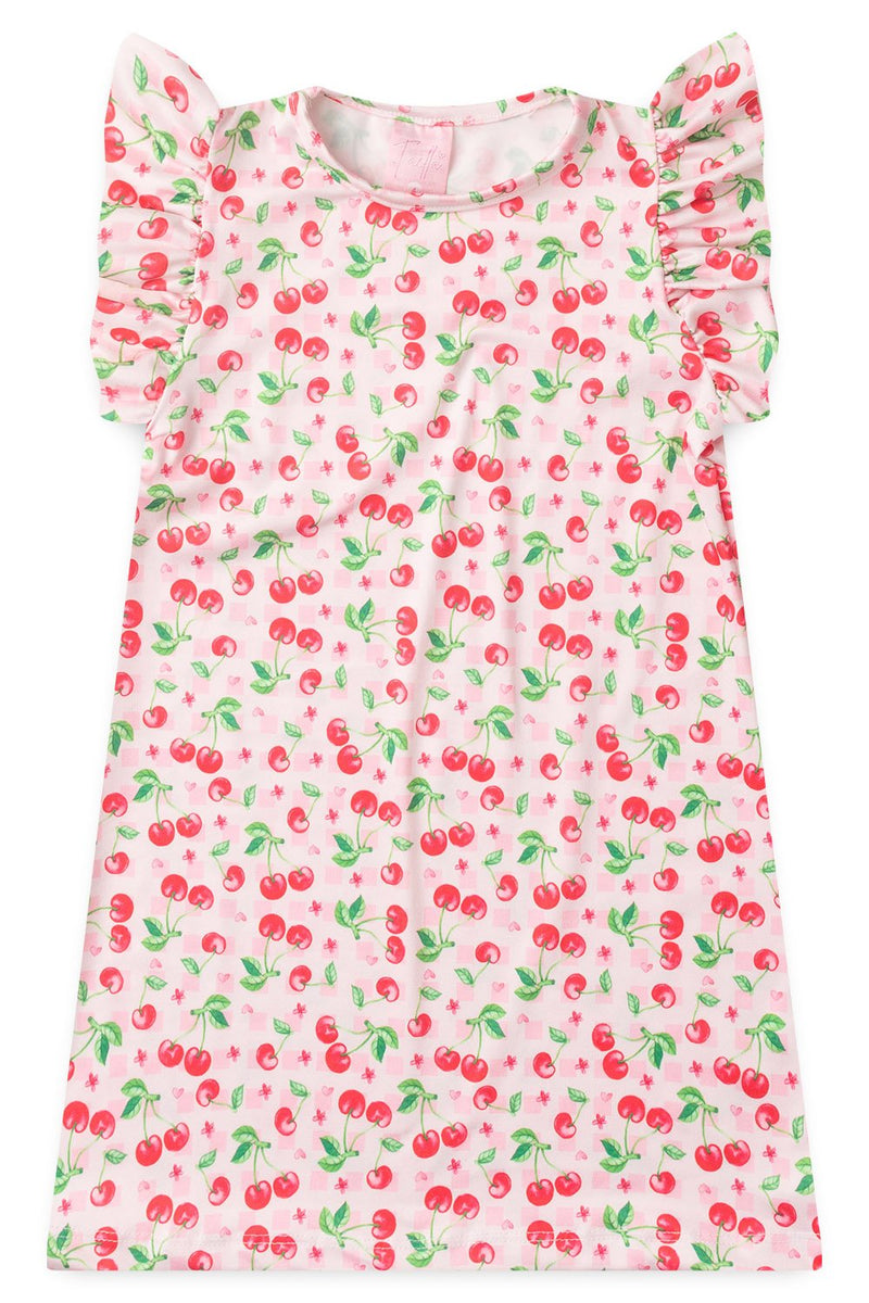 Vestido Infantil Verão Feminino Cerejas - Rosa