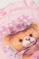 Conjunto Infantil Pijama Verão Feminino Ursinho - Rosa