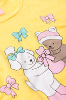 Conjunto Infantil Verão Feminino Ursinhos - Amarelo