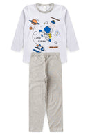 Pijama Infantil Manga Longa Masculino Astronauta - Branco