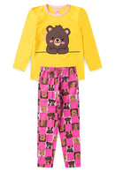 Pijama Infantil Manga Longa Feminino Ursinho Faella - Amarelo