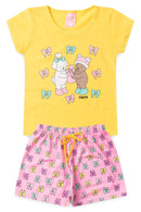 Conjunto Infantil Verão Feminino Ursinhos - Amarelo
