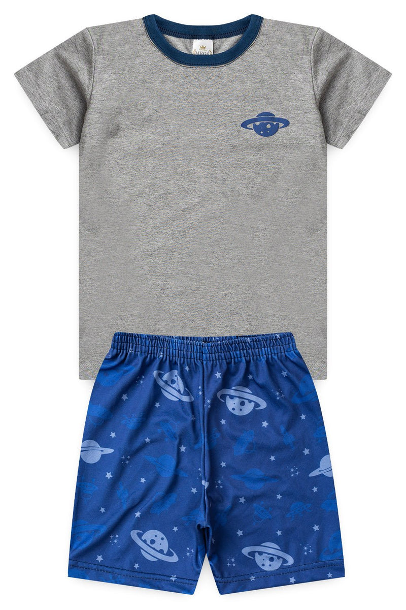Pijama Infantil Verão Masculino Planeta - Mescla