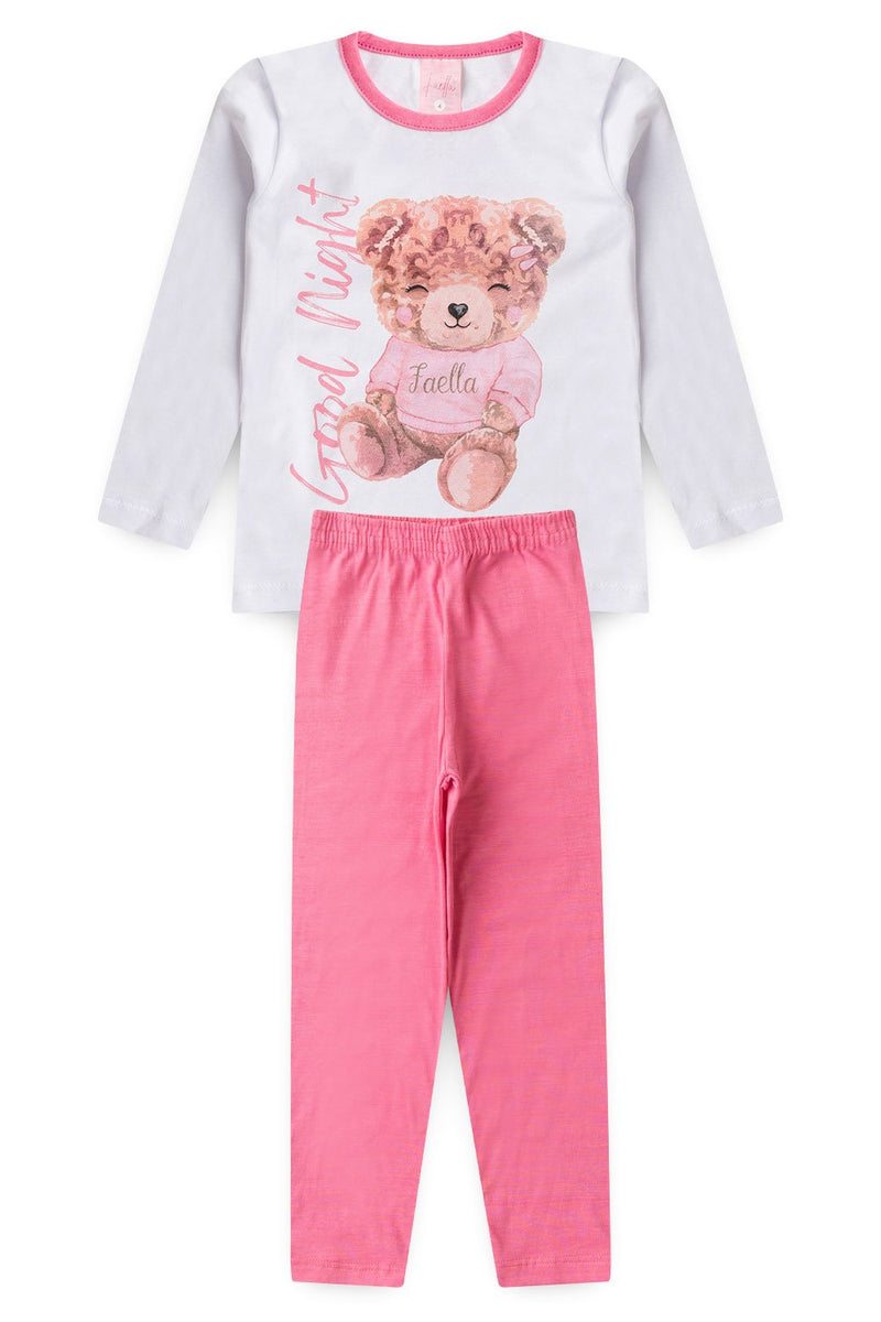 Pijama Infantil Manga Longa Feminino Horse - Rosa