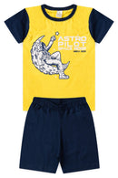 Pijama Infantil Verão Masculino Astronauta - Amarelo